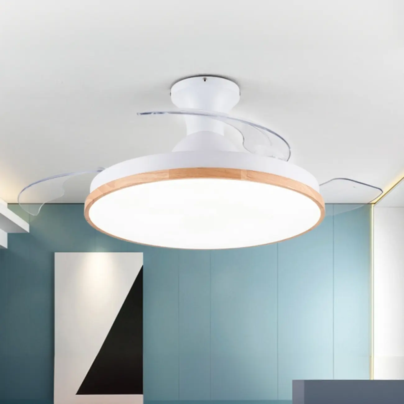 Round Metal Retractable LED Ceiling Fan Light with Remote Image - 1 | homeyfad