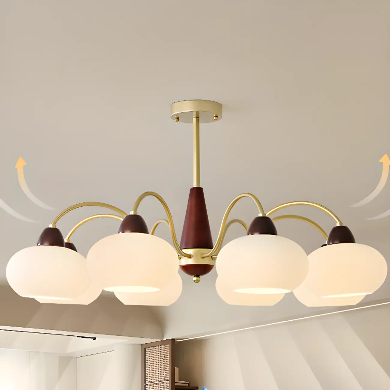 Gold Glass Floral Modern Chandelier with Elegance Image - 4 | homeyfad