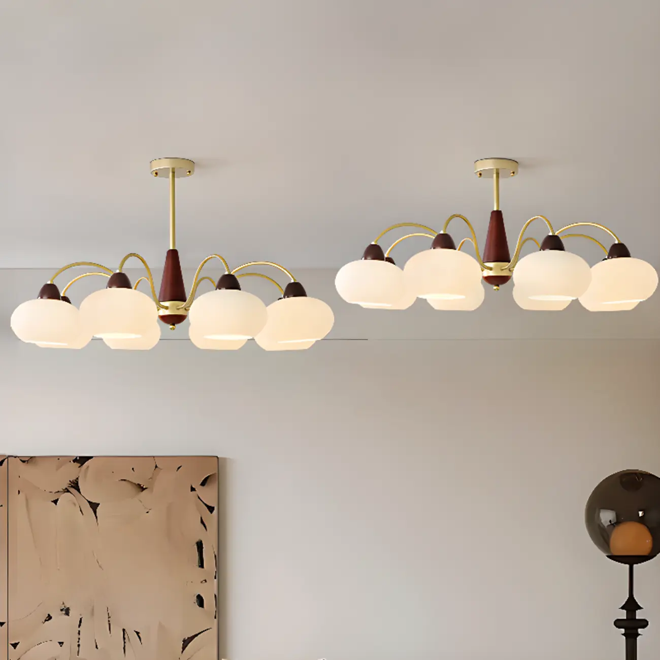 Gold Glass Floral Modern Chandelier with Elegance Image - 5 | homeyfad