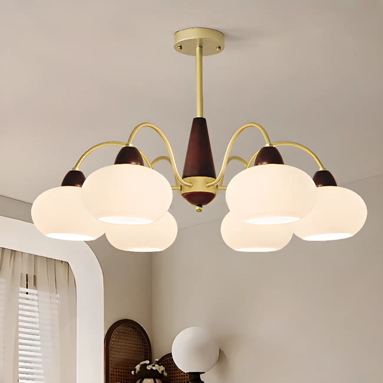 Gold Glass Floral Modern Chandelier with Elegance Image - 1 | homeyfad