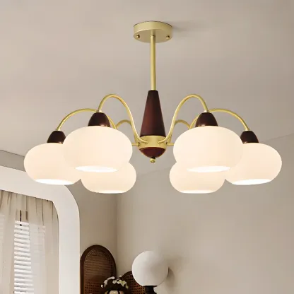 Gold Glass Floral Modern Chandelier with Elegance Image - 1