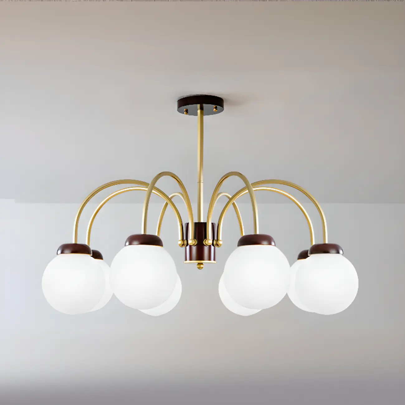 Classic Gold White Vitreous Ball Chandelier Image - 6 | homeyfad