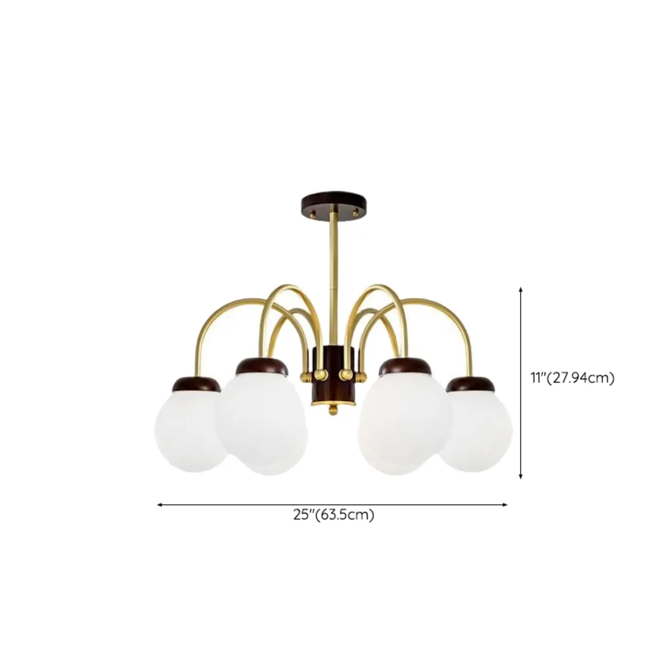 Classic Gold White Vitreous Ball Chandelier #size