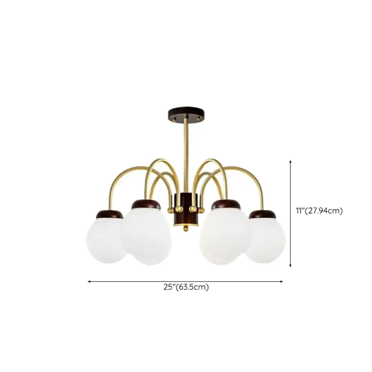 Classic Gold White Vitreous Ball Chandelier #size