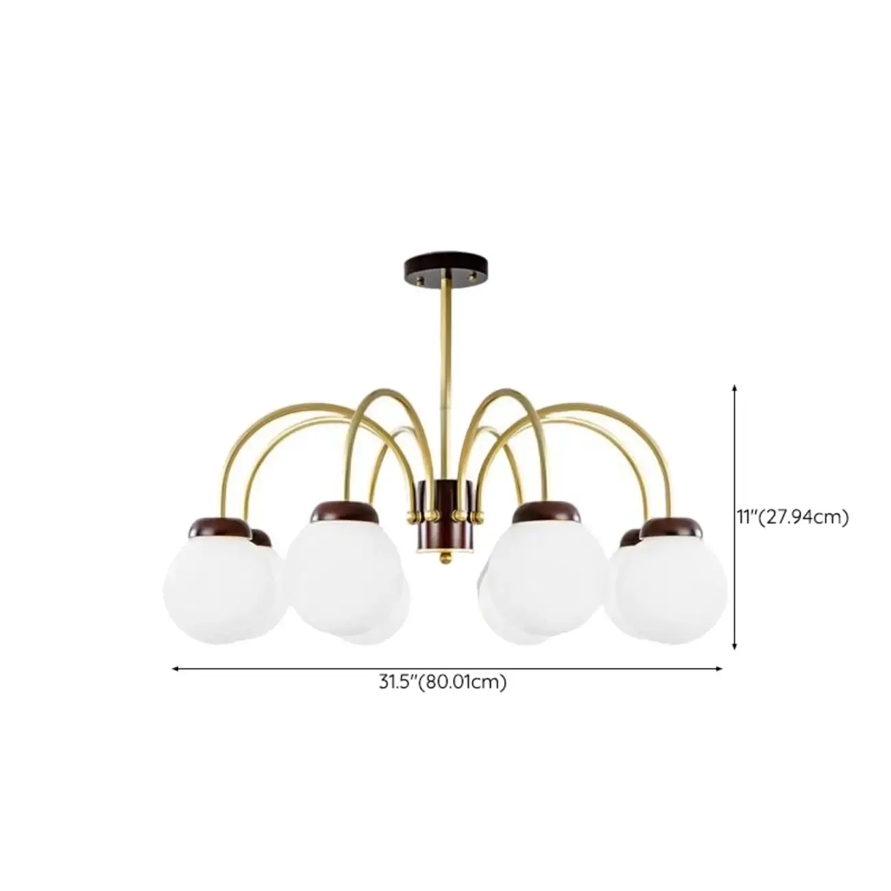 Classic Gold White Vitreous Ball Chandelier Image - 10