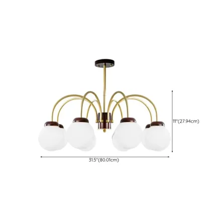 Classic Gold White Vitreous Ball Chandelier Image - 10