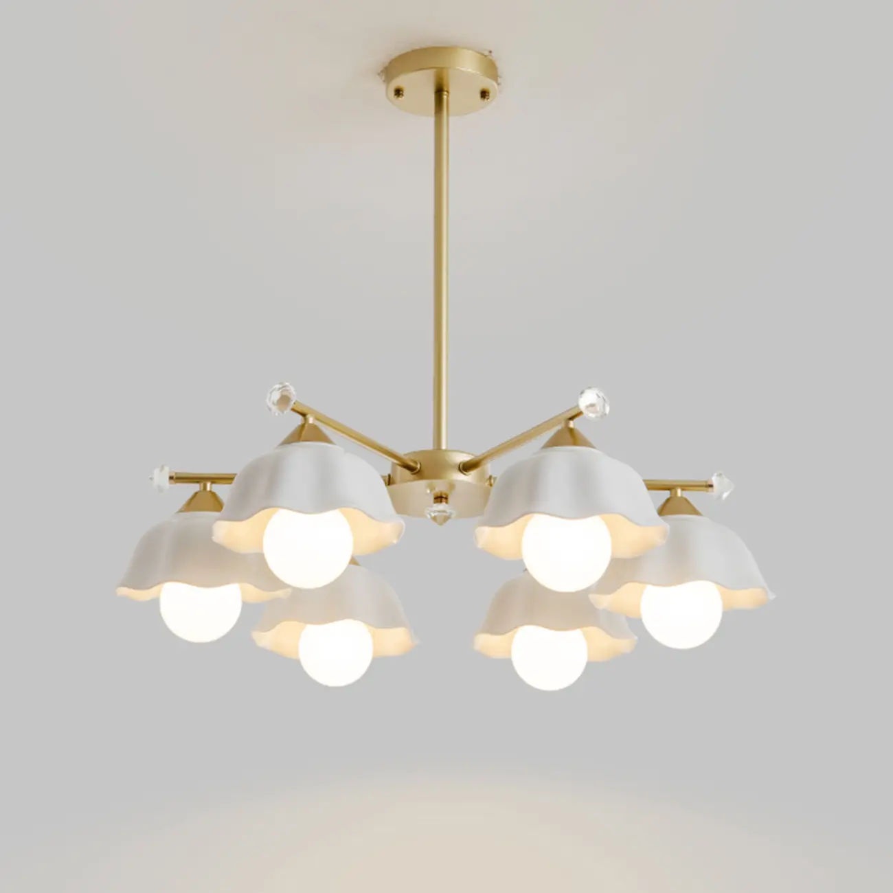 Gold Floral Metal Modern Linear Chandelier Light Image - 4 | homeyfad