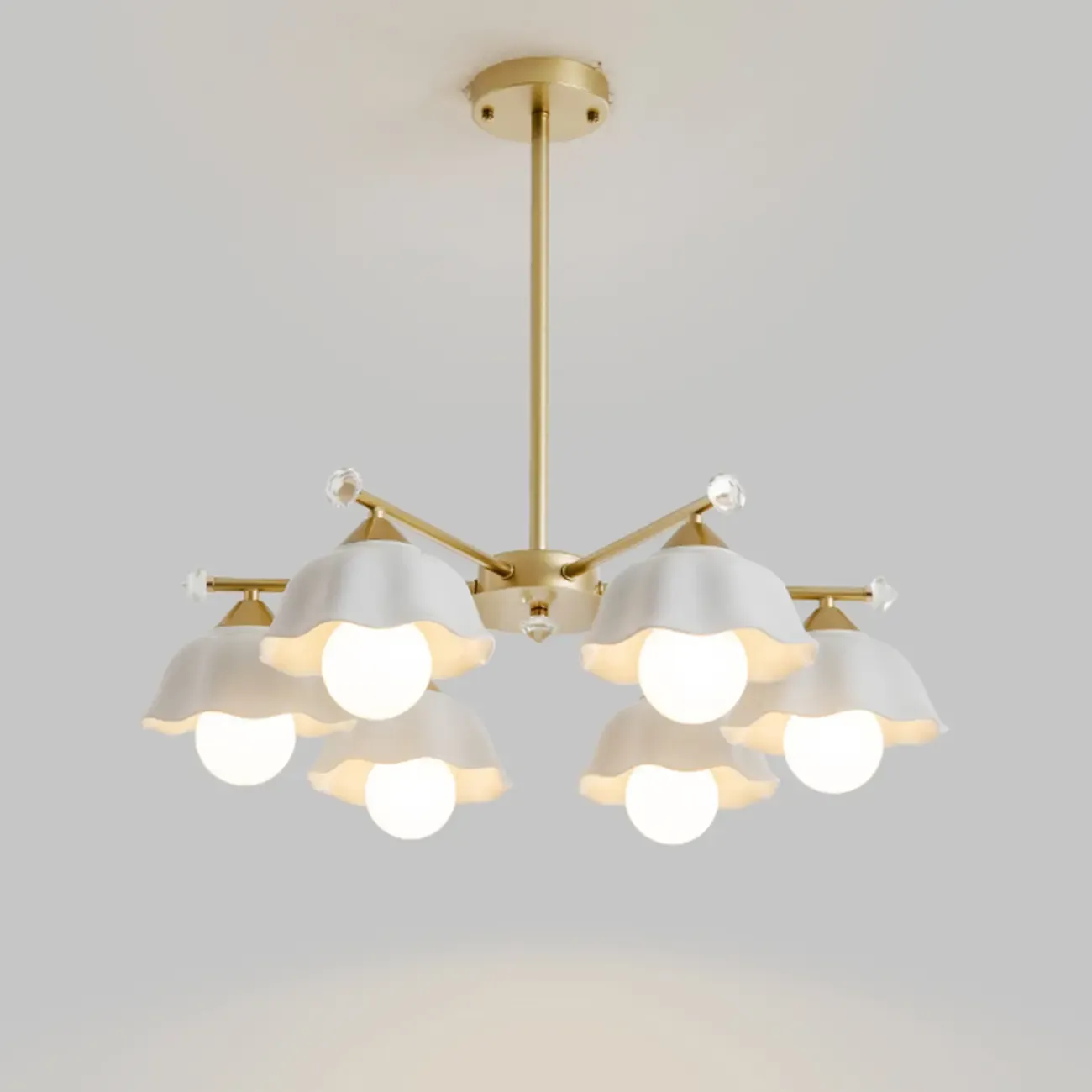 Gold Floral Metal Modern Linear Chandelier Light Image - 4