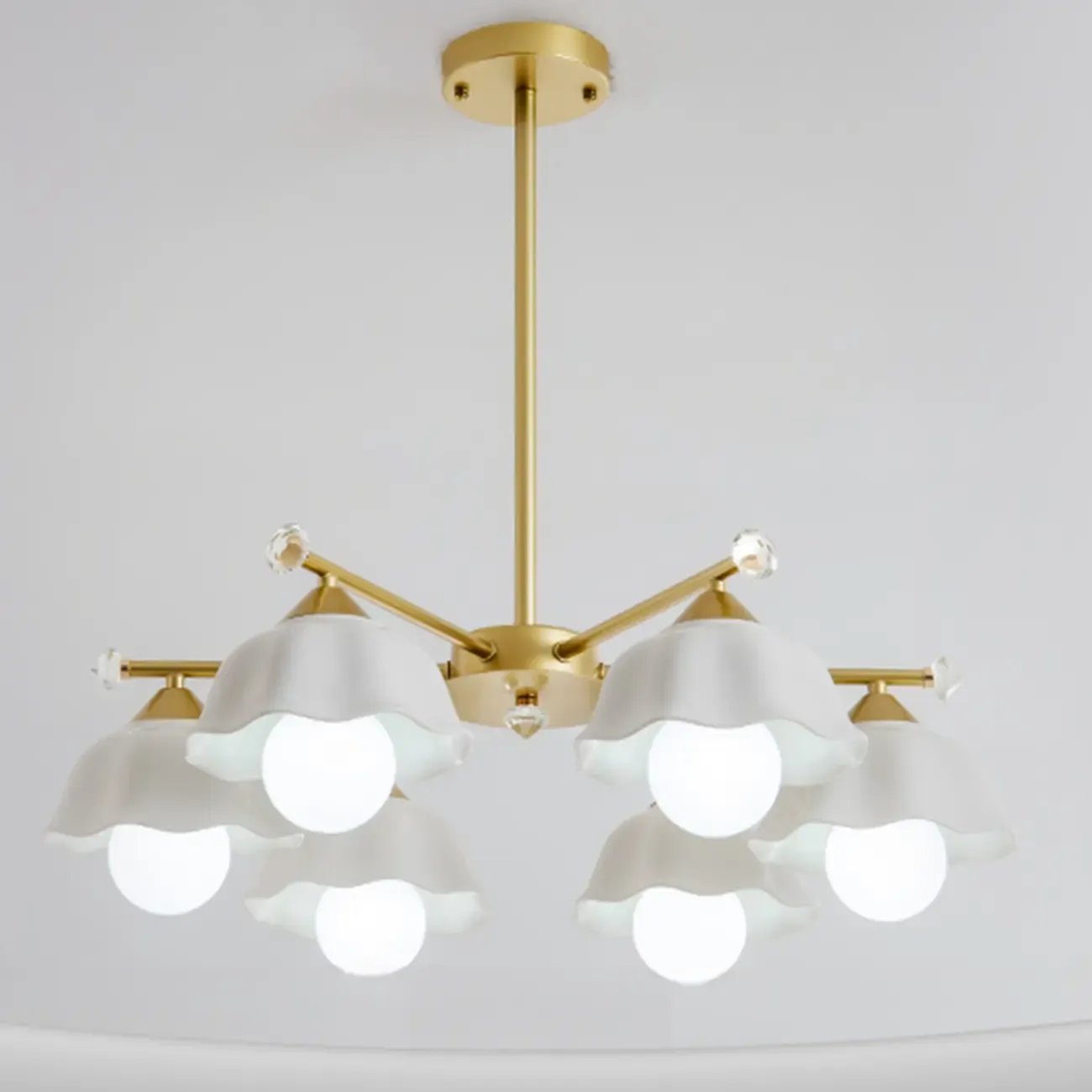 Gold Floral Metal Modern Linear Chandelier Light Image - 5