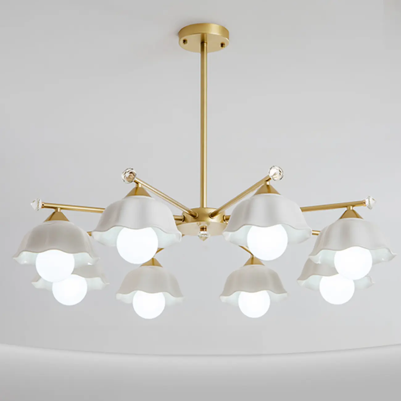 Gold Floral Metal Modern Linear Chandelier Light Image - 6 | homeyfad