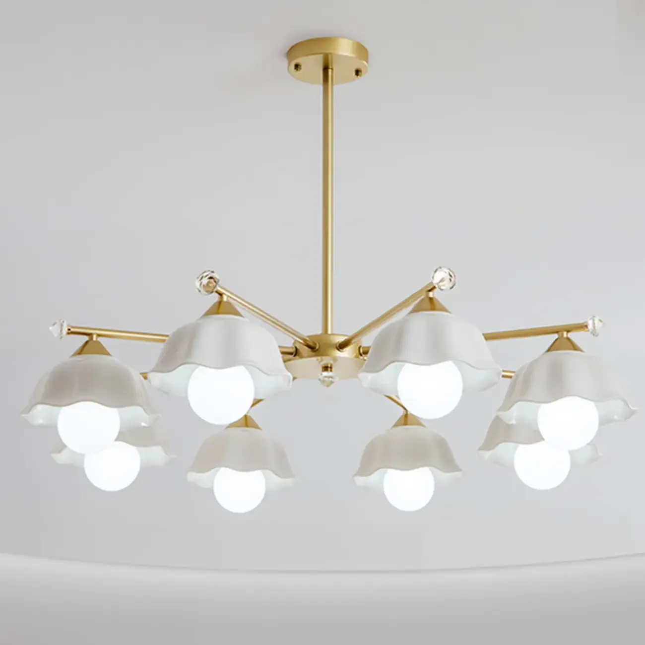 Gold Floral Metal Modern Linear Chandelier Light Image - 6