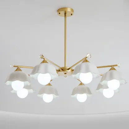 Gold Floral Metal Modern Linear Chandelier Light Image - 6