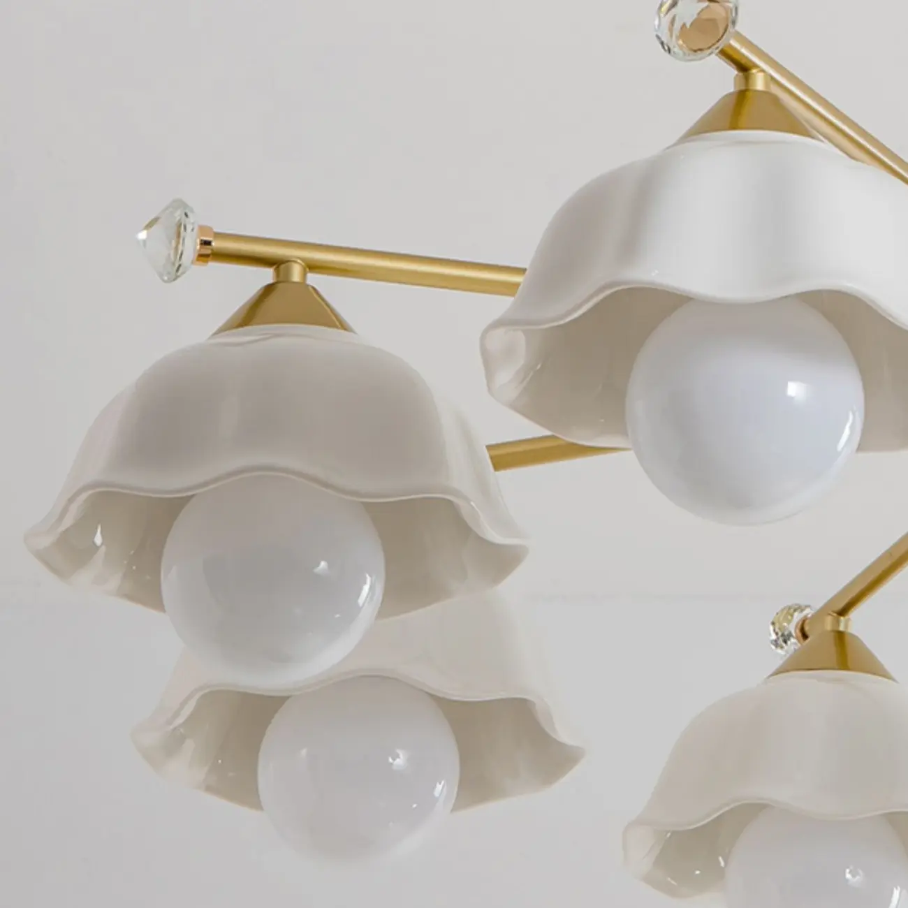 Gold Floral Metal Modern Linear Chandelier Light Image - 7 | homeyfad