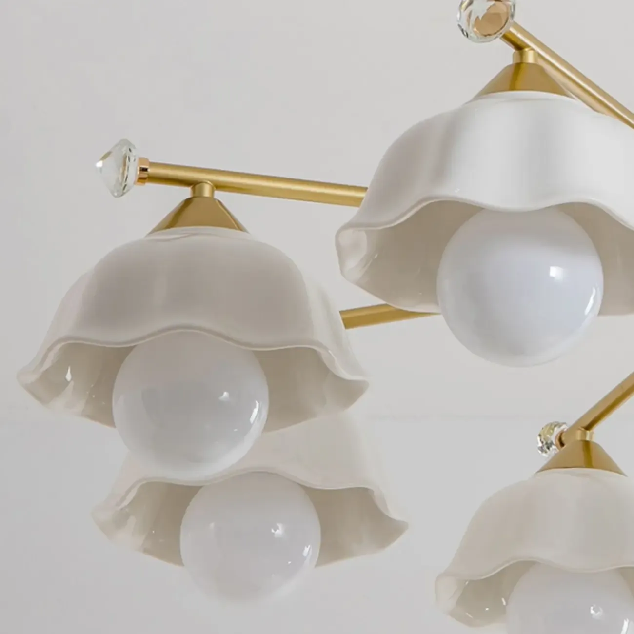 Gold Floral Metal Modern Linear Chandelier Light Image - 7