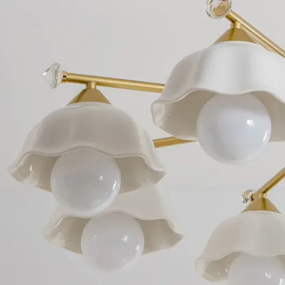 Gold Floral Metal Modern Linear Chandelier Light Image - 7