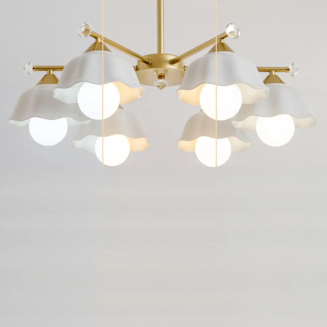 Gold Floral Metal Modern Linear Chandelier Light Image - 10 | homeyfad