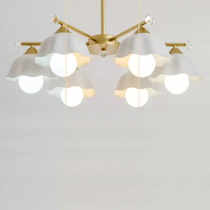 Gold Floral Metal Modern Linear Chandelier Light Image - 10