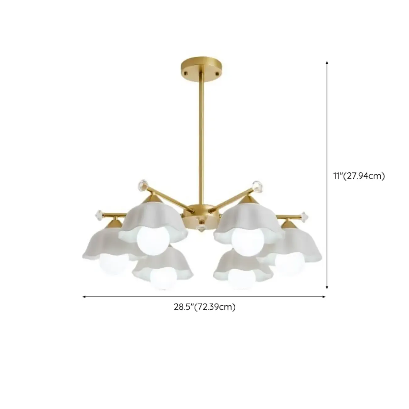 Gold Floral Metal Modern Linear Chandelier Light #size