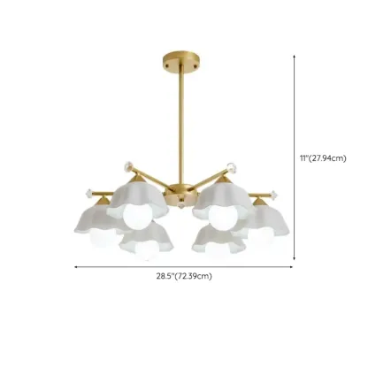 Gold Floral Metal Modern Linear Chandelier Light #size