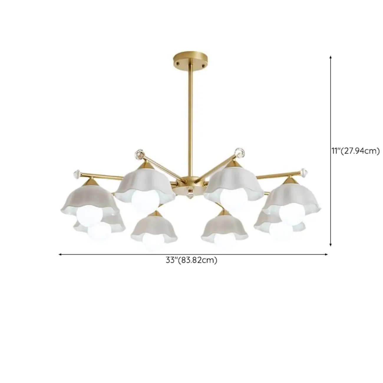 Gold Floral Metal Modern Linear Chandelier Light Image - 12 | homeyfad