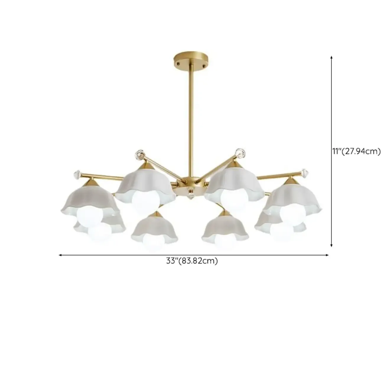 Gold Floral Metal Modern Linear Chandelier Light Image - 12
