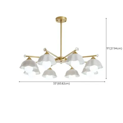 Gold Floral Metal Modern Linear Chandelier Light Image - 12