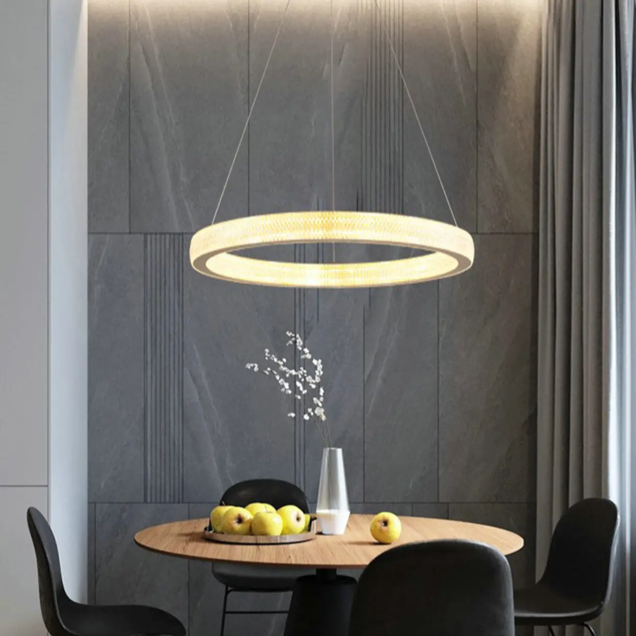 Glamorous Golden LED Double Circle Ring Crystal Chandelier Image - 3 | homeyfad