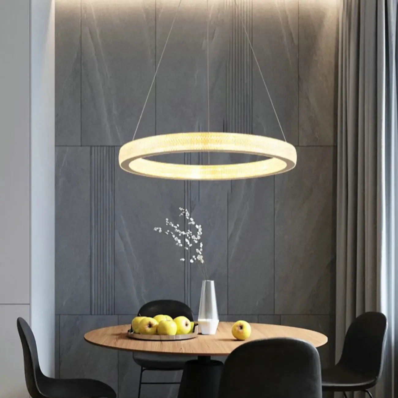 Glamorous Golden LED Double Circle Ring Crystal Chandelier Image - 3