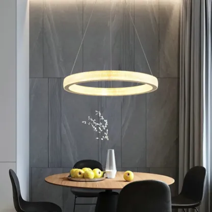 Glamorous Golden LED Double Circle Ring Crystal Chandelier Image - 3