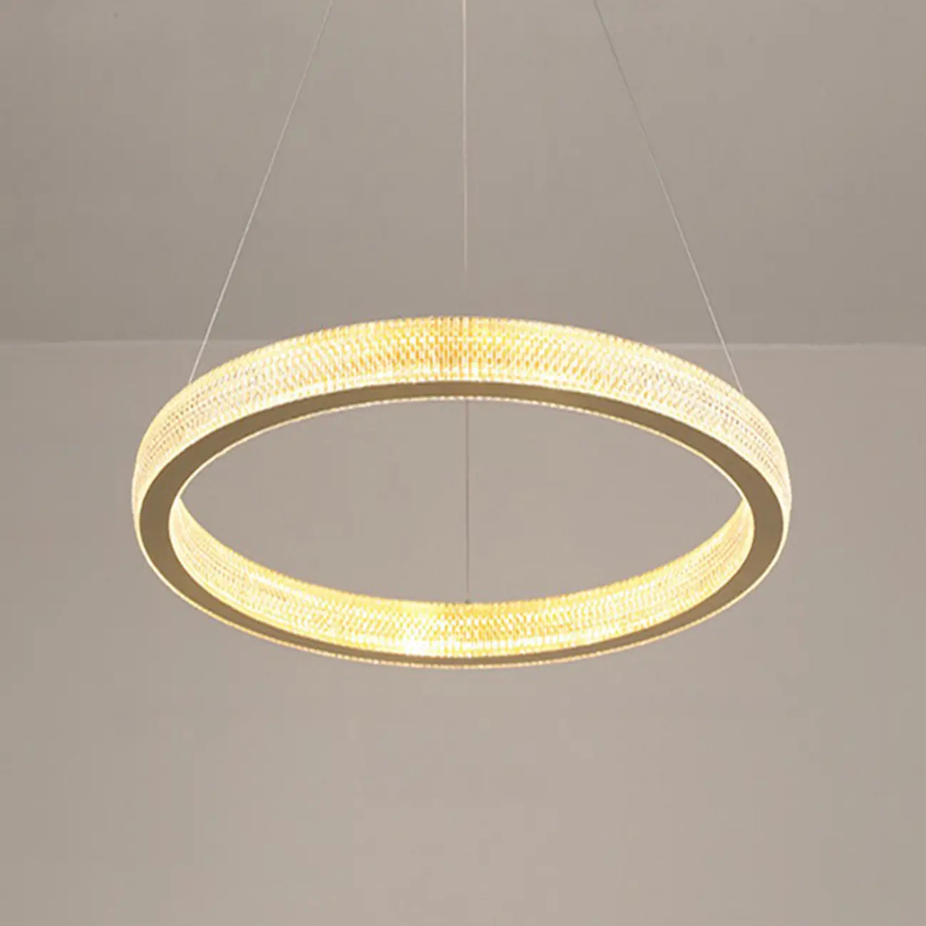 Glamorous Golden LED Double Circle Ring Crystal Chandelier Image - 4 | homeyfad