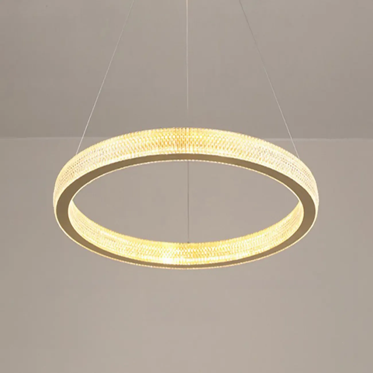 Glamorous Golden LED Double Circle Ring Crystal Chandelier Image - 4