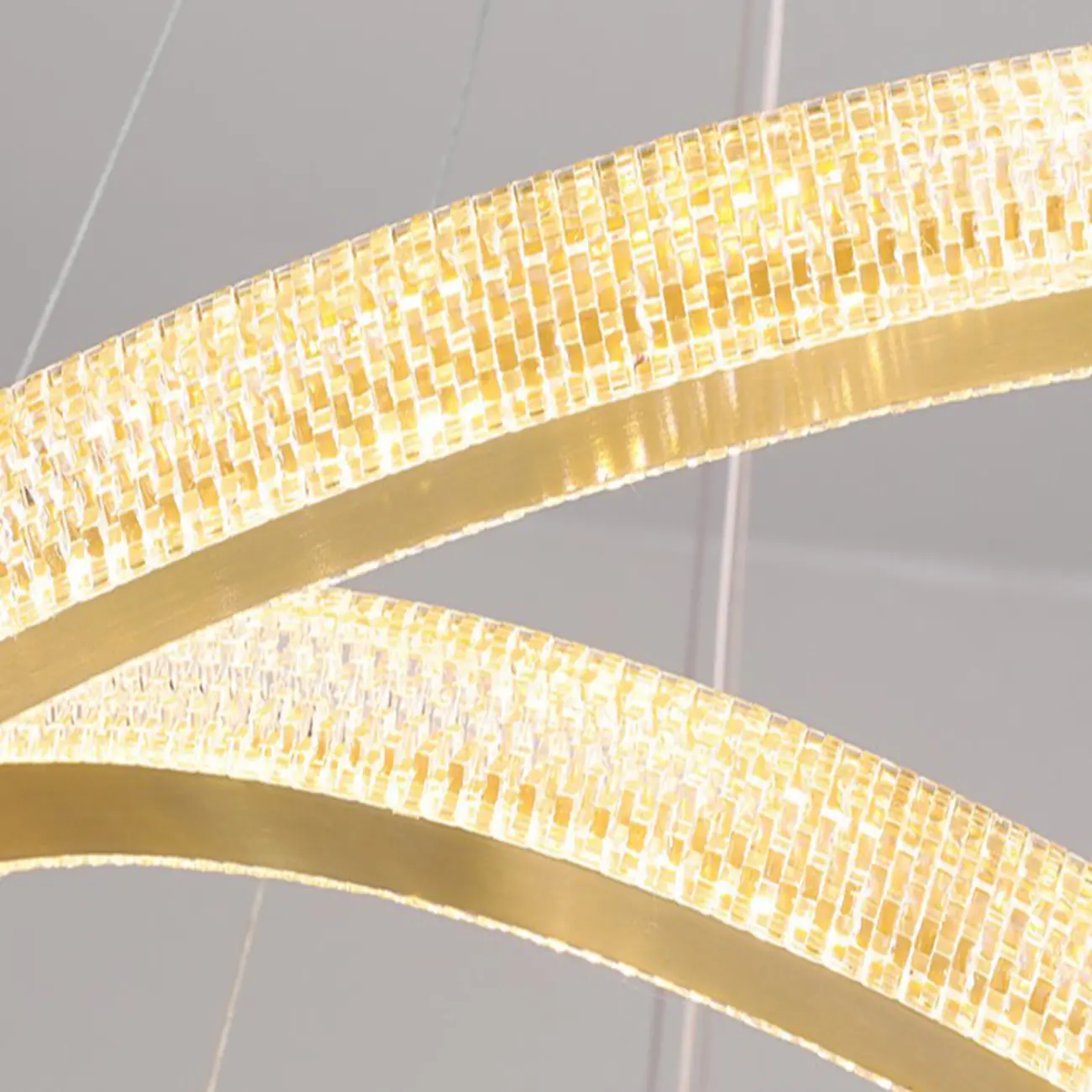 Glamorous Golden LED Double Circle Ring Crystal Chandelier Image - 6 | homeyfad