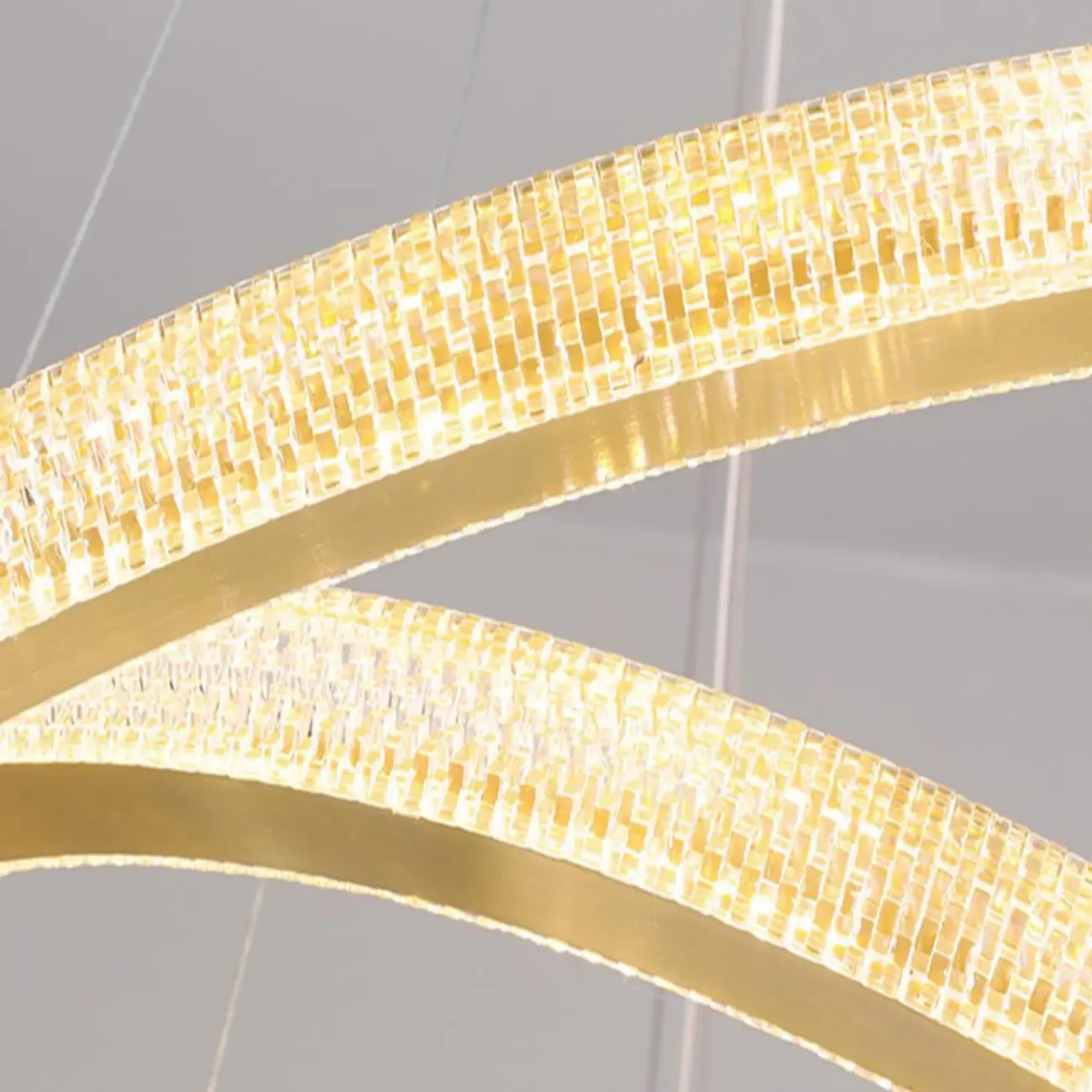Glamorous Golden LED Double Circle Ring Crystal Chandelier Image - 6