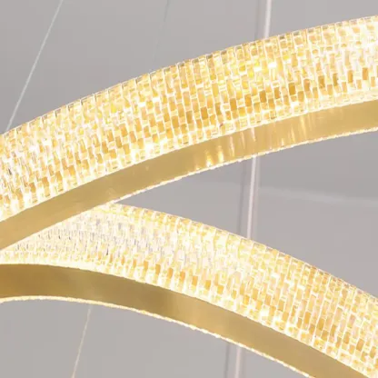 Glamorous Golden LED Double Circle Ring Crystal Chandelier Image - 6