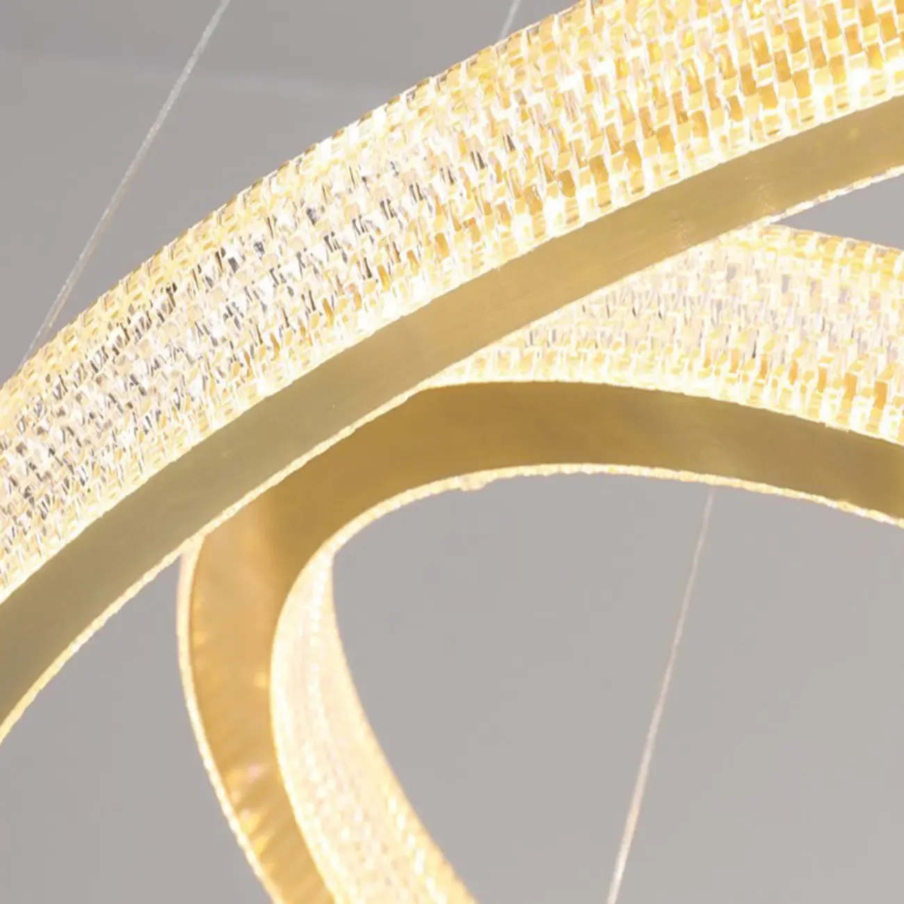 Glamorous Golden LED Double Circle Ring Crystal Chandelier Image - 7