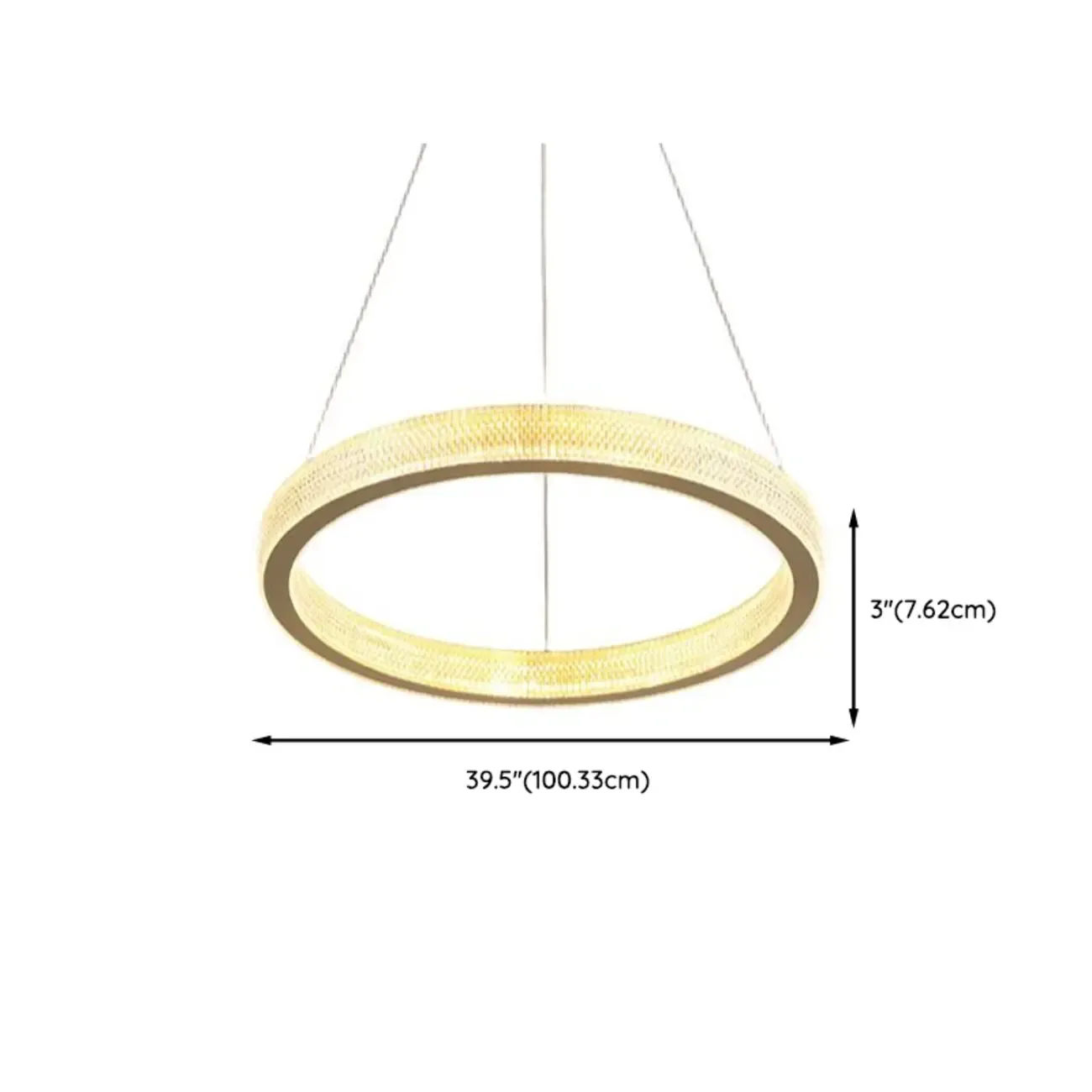 Glamorous Golden LED Double Circle Ring Crystal Chandelier Image - 11