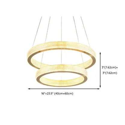 Glamorous Golden LED Double Circle Ring Crystal Chandelier Image - 12