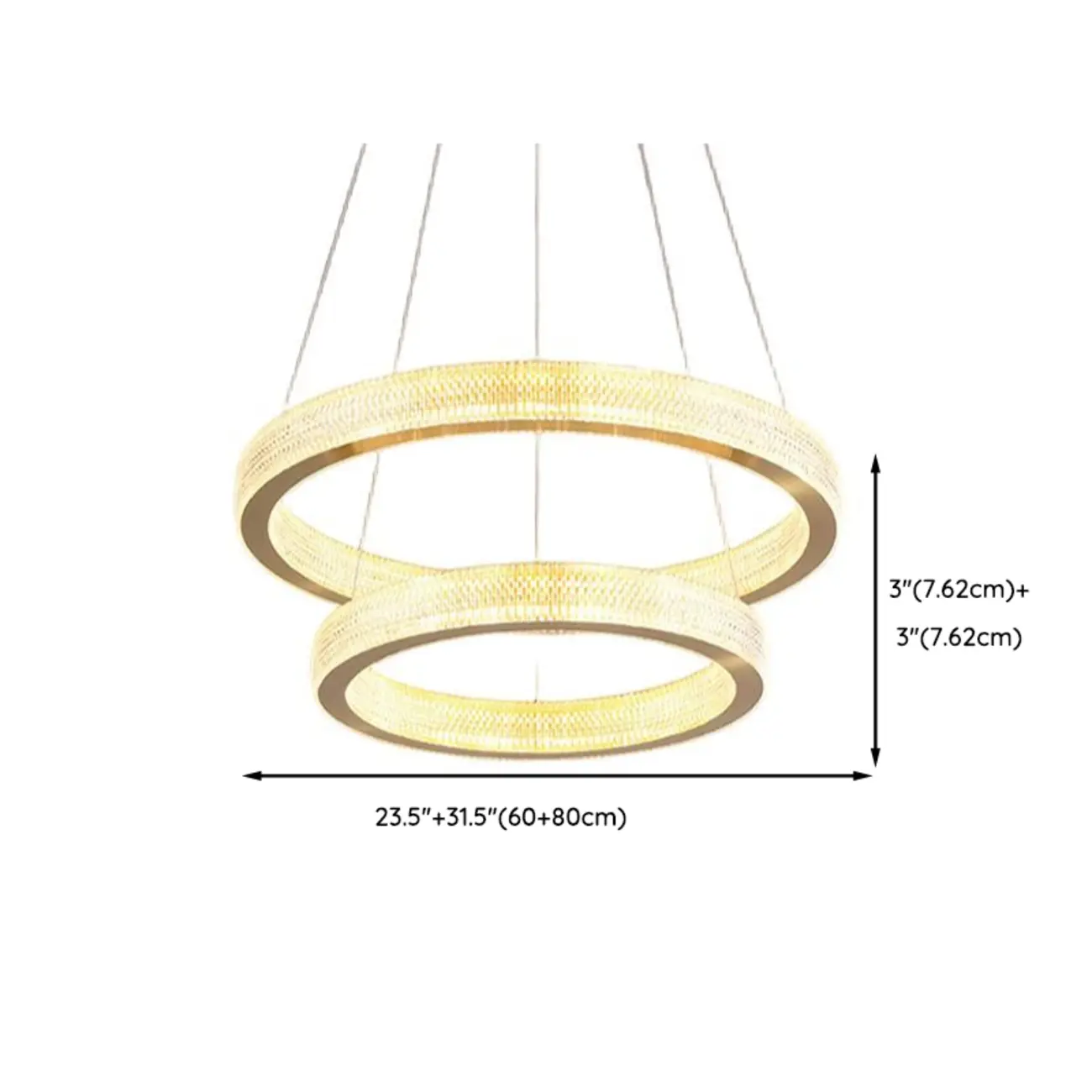 Glamorous Golden LED Double Circle Ring Crystal Chandelier Image - 13 | homeyfad