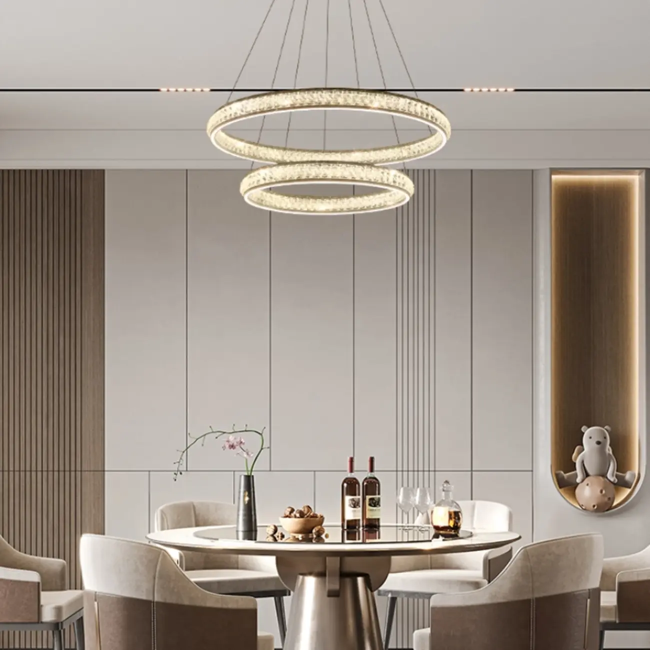 Luxury LED Golden Tiered Ring Crystal Chandelier   Image - 1 | homeyfad