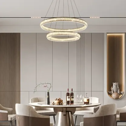 Luxury LED Golden Tiered Ring Crystal Chandelier   Image - 1