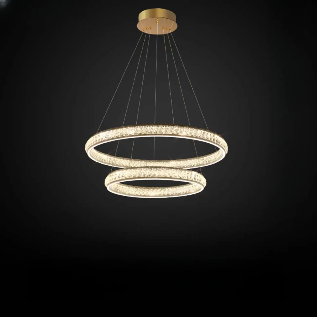 Luxury LED Golden Tiered Ring Crystal Chandelier   Image - 4 | homeyfad