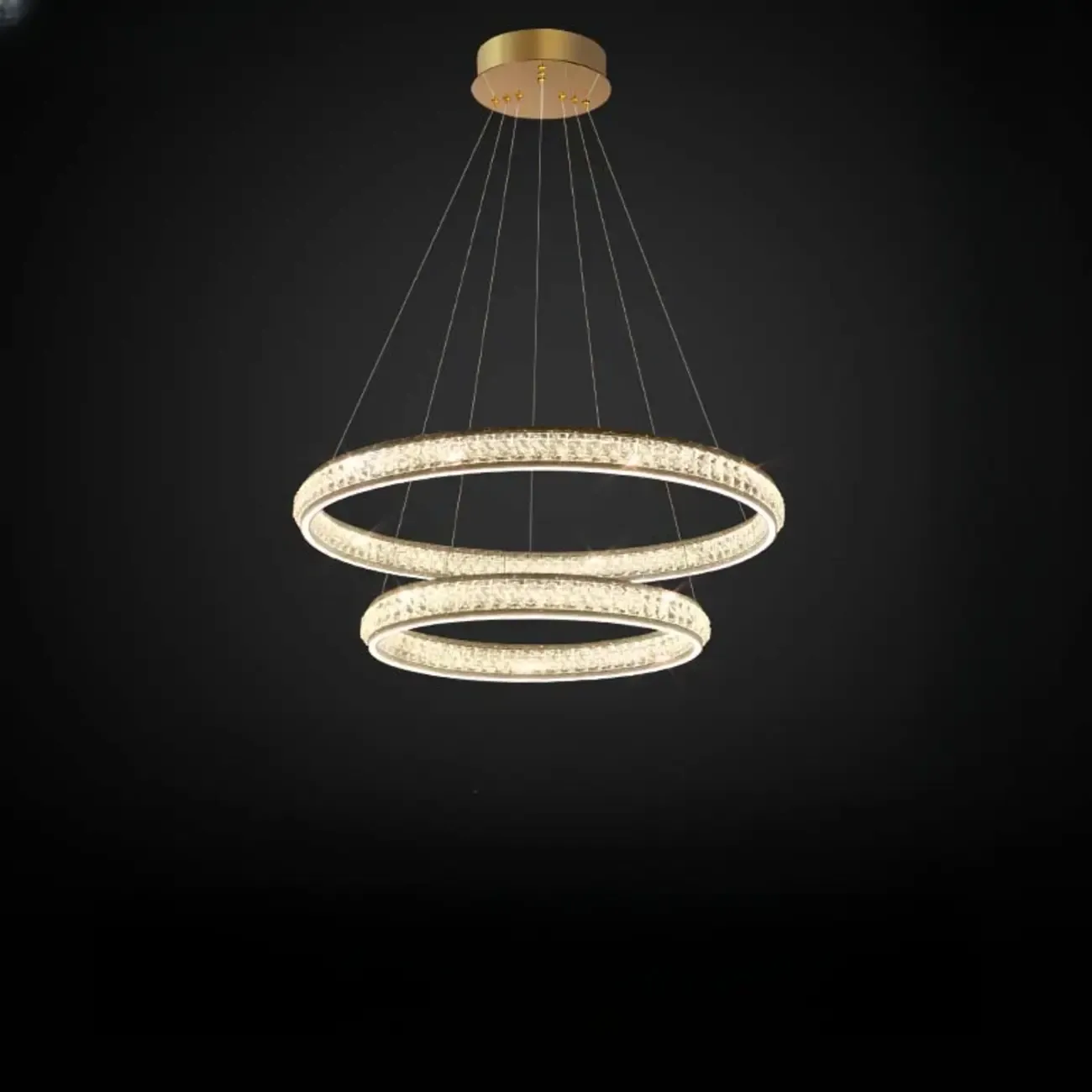 Luxury LED Golden Tiered Ring Crystal Chandelier   Image - 4