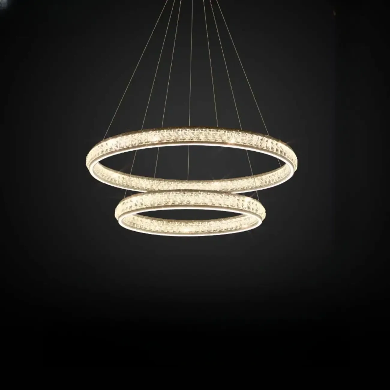 Luxury LED Golden Tiered Ring Crystal Chandelier   Image - 5