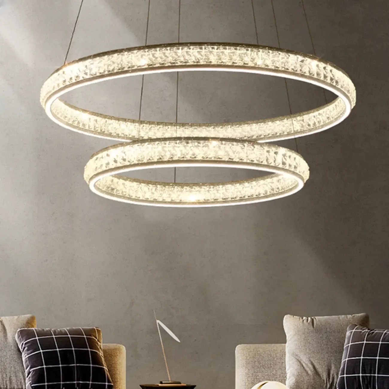 Luxury LED Golden Tiered Ring Crystal Chandelier   Image - 2
