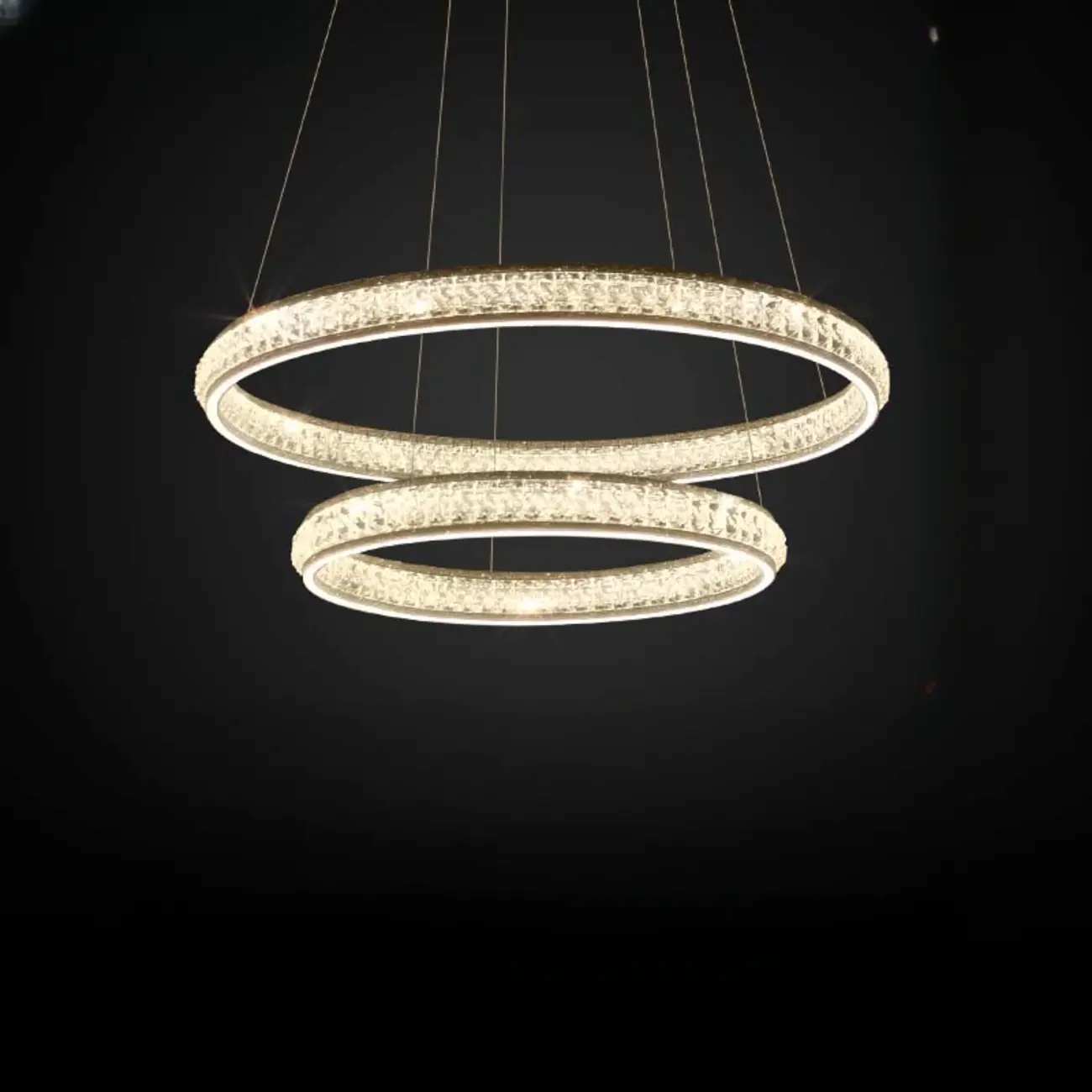 Luxury LED Golden Tiered Ring Crystal Chandelier   Image - 6 | homeyfad