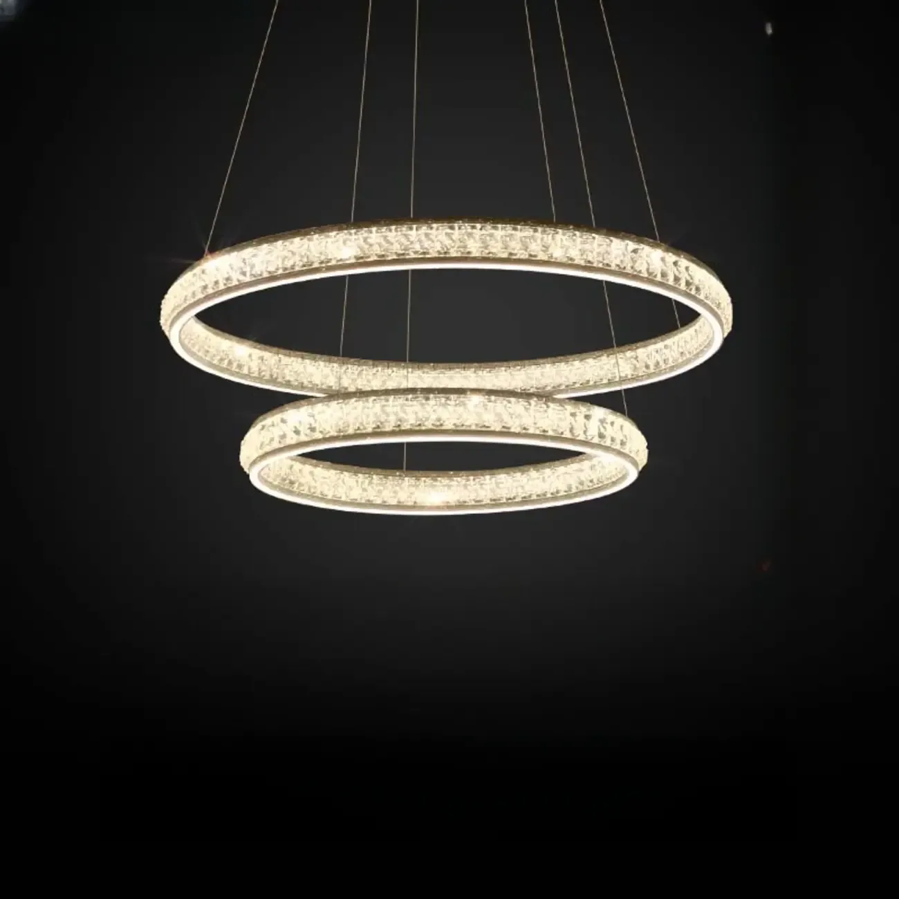 Luxury LED Golden Tiered Ring Crystal Chandelier   Image - 6