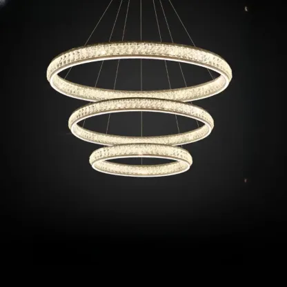Luxury LED Golden Tiered Ring Crystal Chandelier   Image - 7