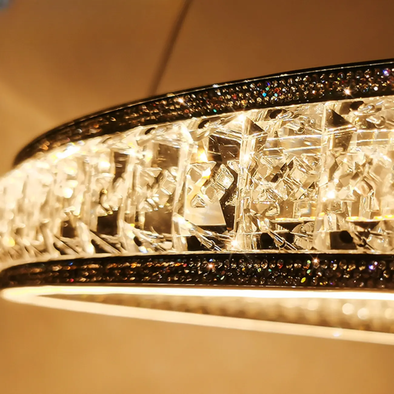 Luxury LED Golden Tiered Ring Crystal Chandelier   Image - 8 | homeyfad