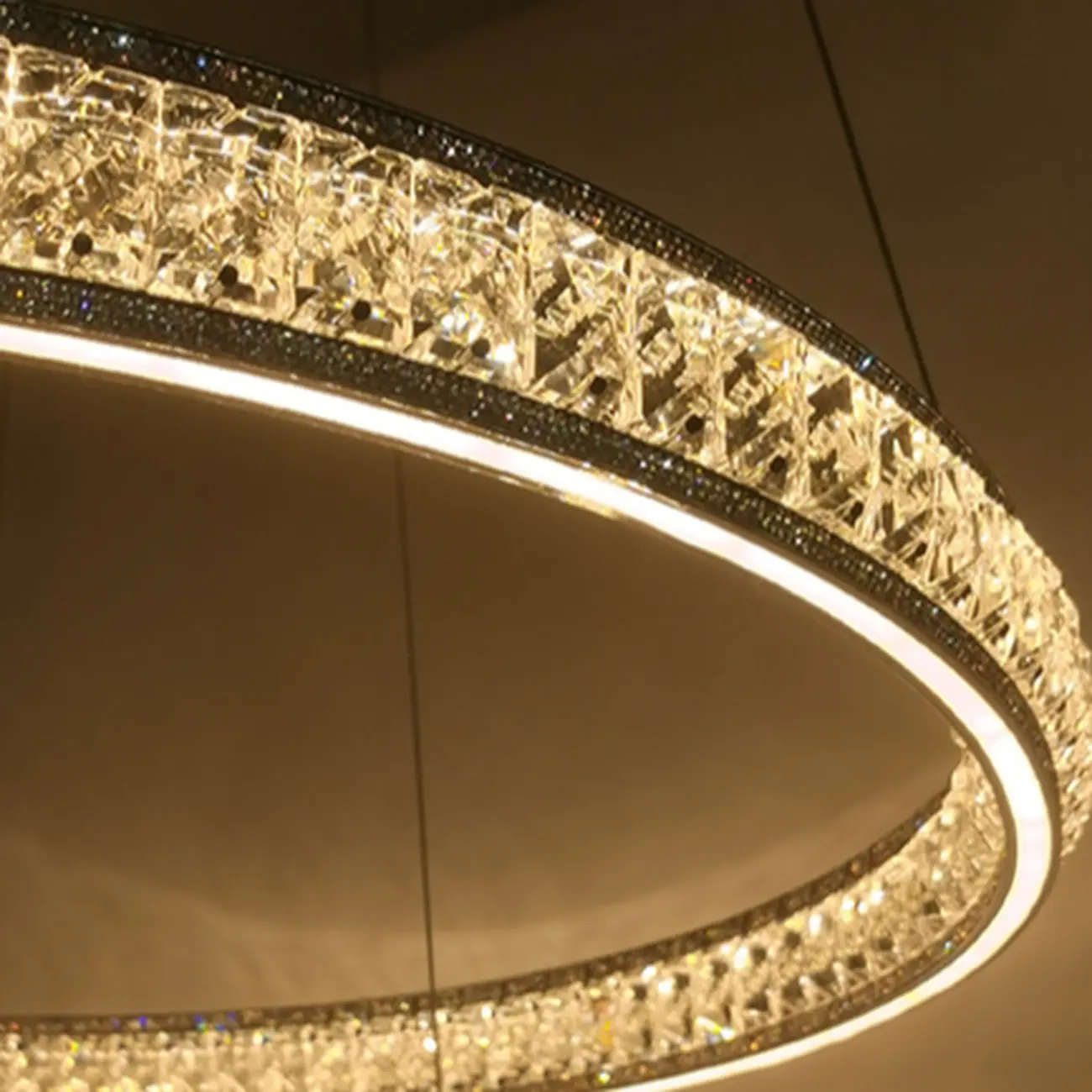 Luxury LED Golden Tiered Ring Crystal Chandelier   Image - 9 | homeyfad