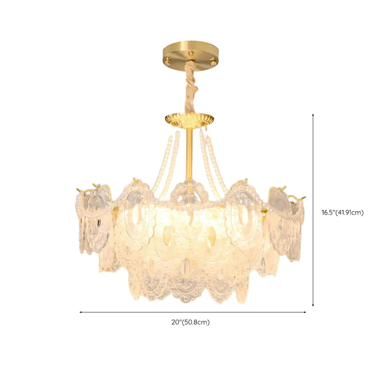 Elegant Vintage Gold Exquisite Glass Chandelier #size